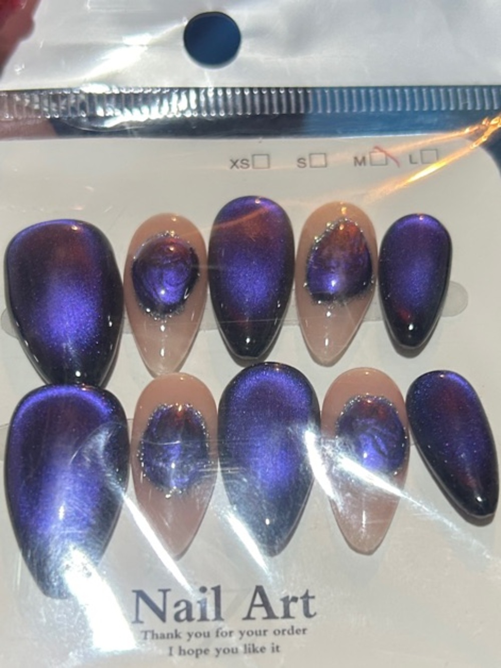 Nail Art Press-On Set - Purple Pearl Finish